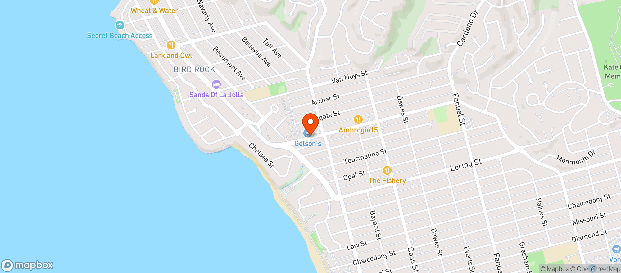Map showing Gelsons Market - 030 - Pacific Beach