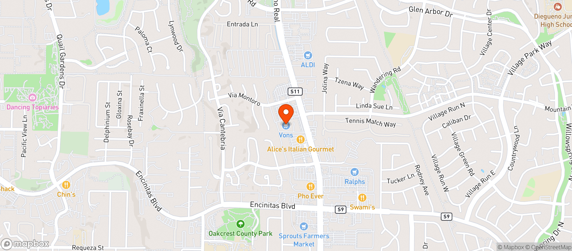 Map showing Vons