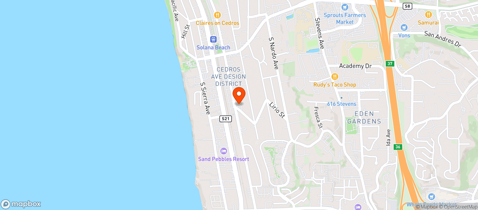 Map showing Wetstone Wine Bar- Solana Beach