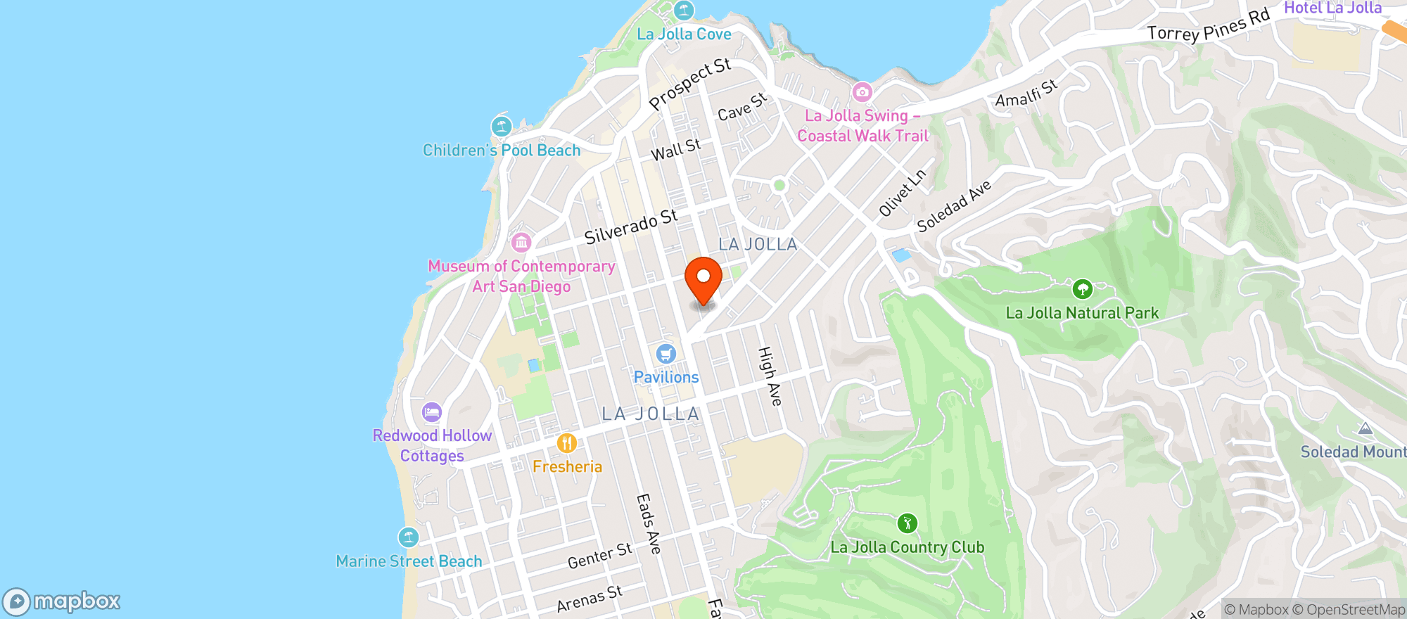 Map showing Keg n Bottle (La Jolla)
