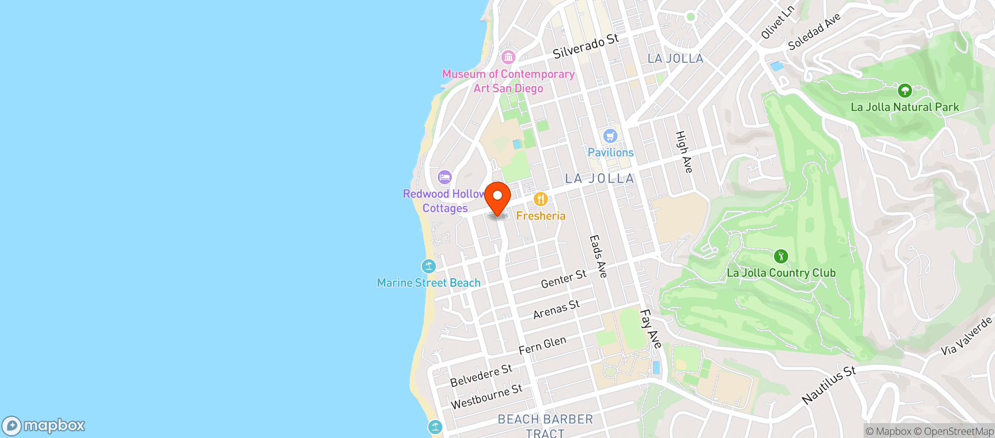 Map showing La Jolla Liquor