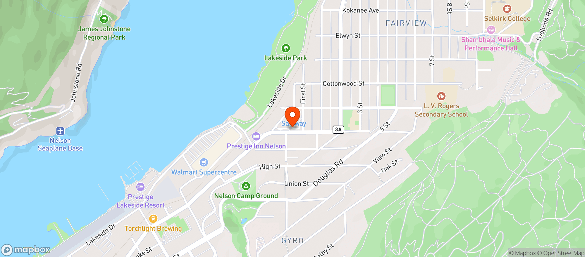 Map showing Safeway # 4948 Nelson