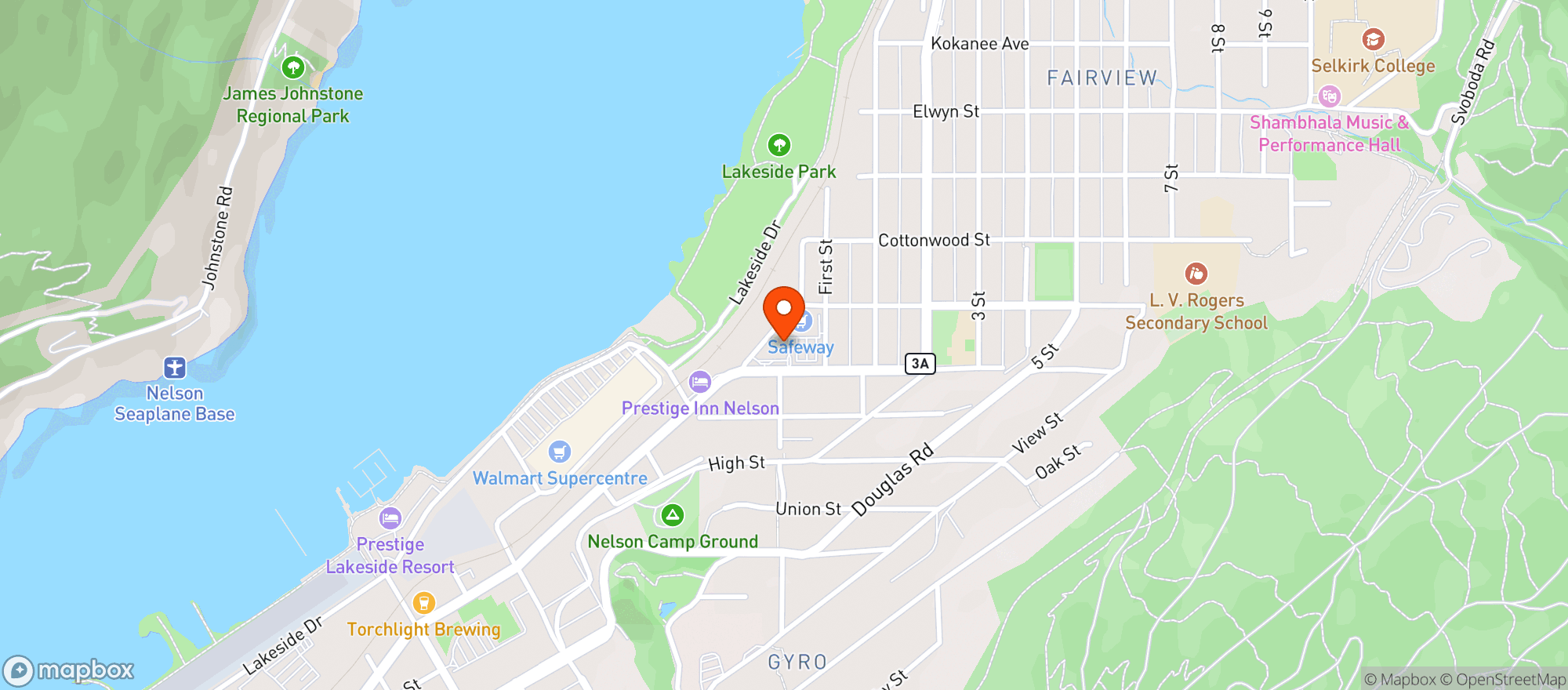Map showing BC Liquor Stores Nelson