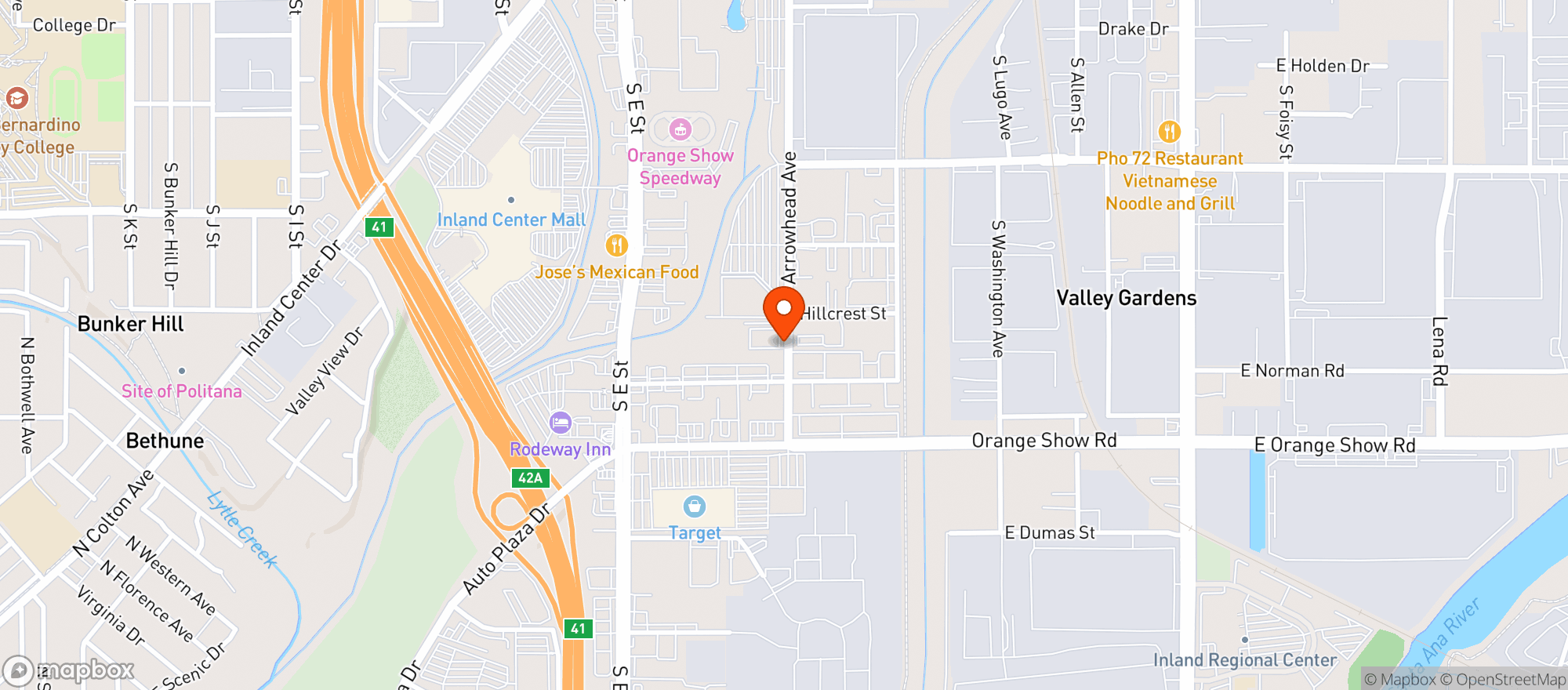 Map showing Backpackboyz - San Bernadino