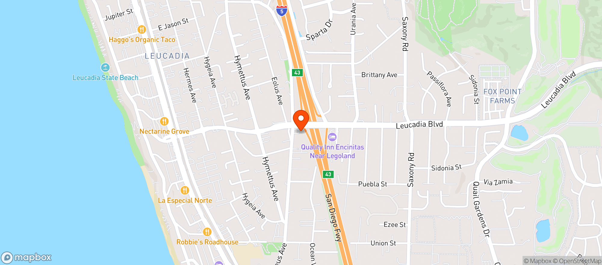 Map showing Ways Market & Encinitas Chevron Gas Station