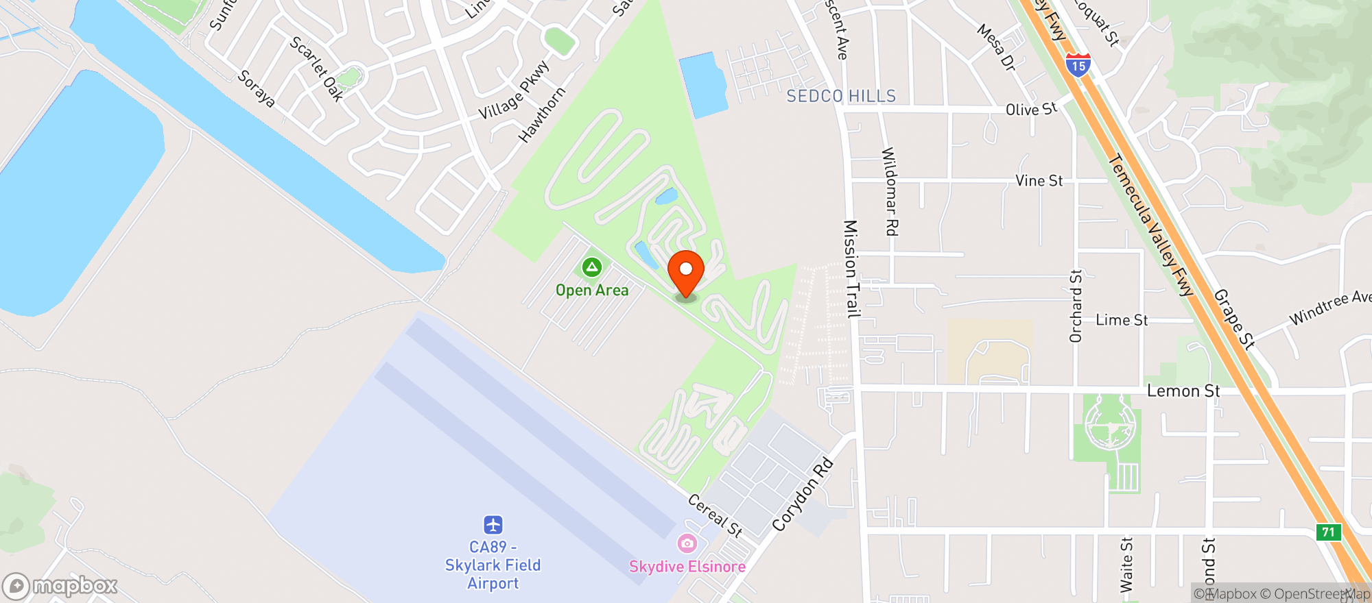 Map showing Lake Elsinore Motocross Track