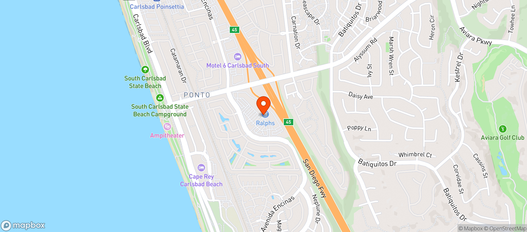 Map showing Ralphs - Poinsettia Village