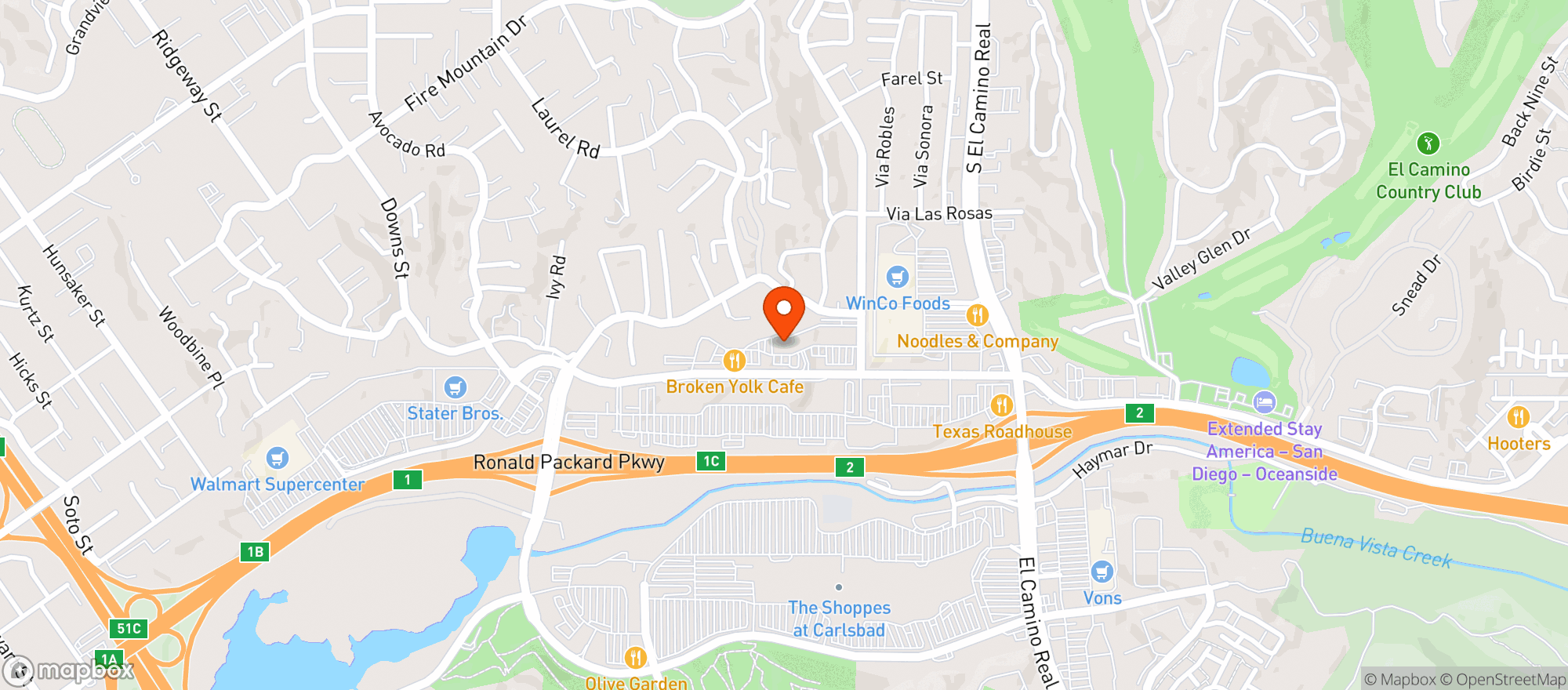 Map showing Oceanside