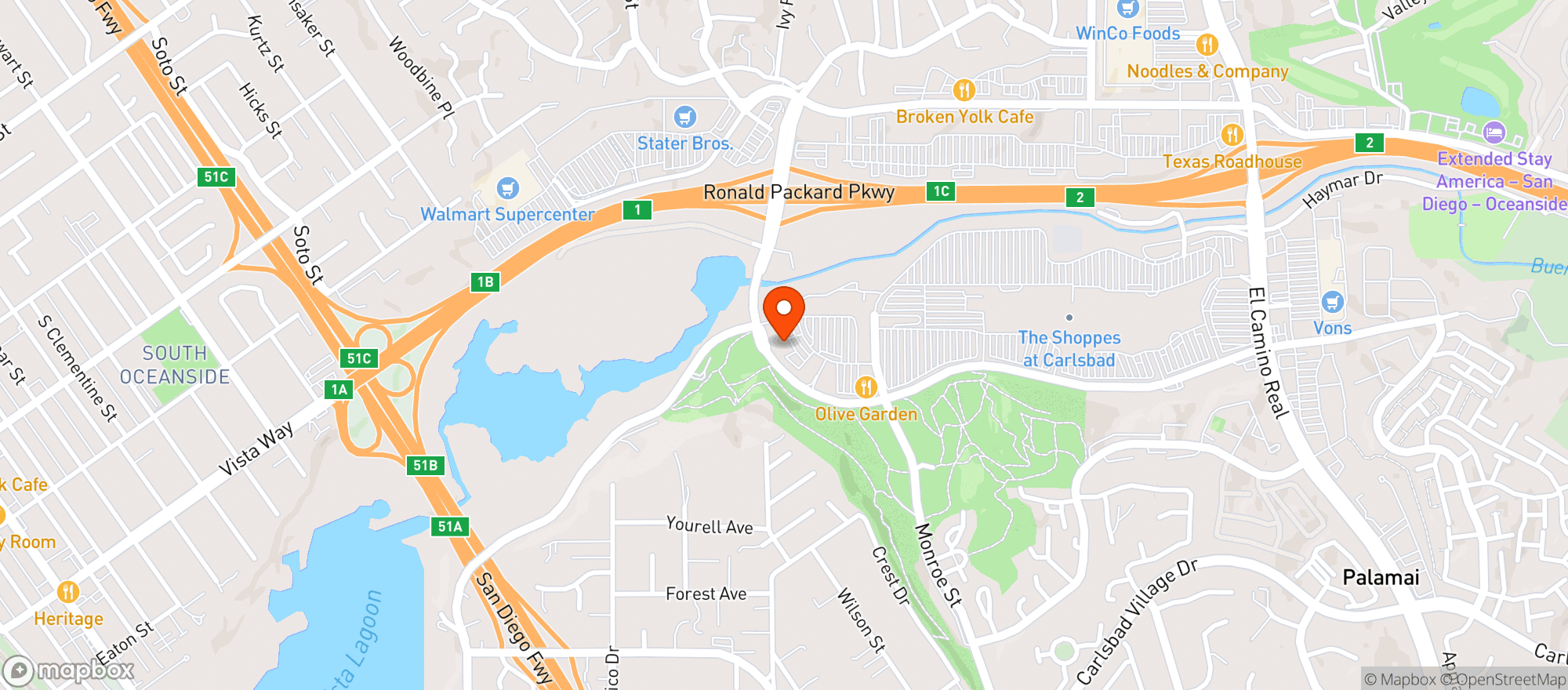 Map showing Pure Green Carlsbad