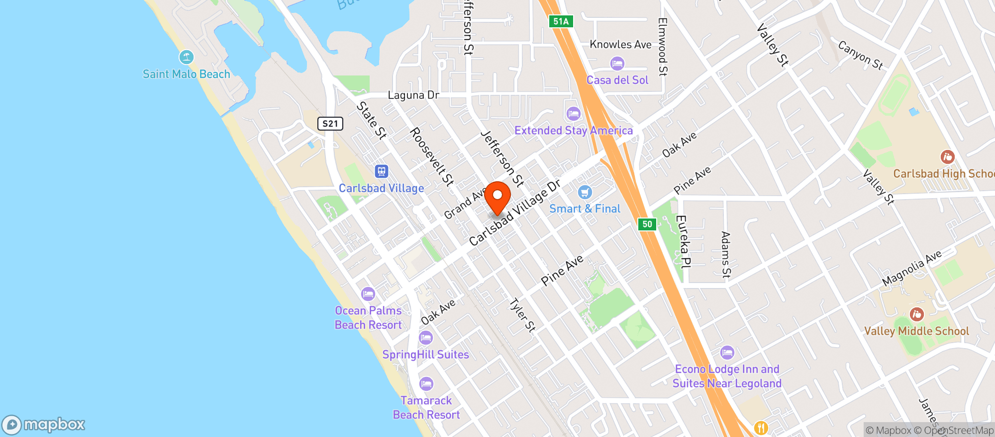 Map showing Le Papagayo Carlsbad