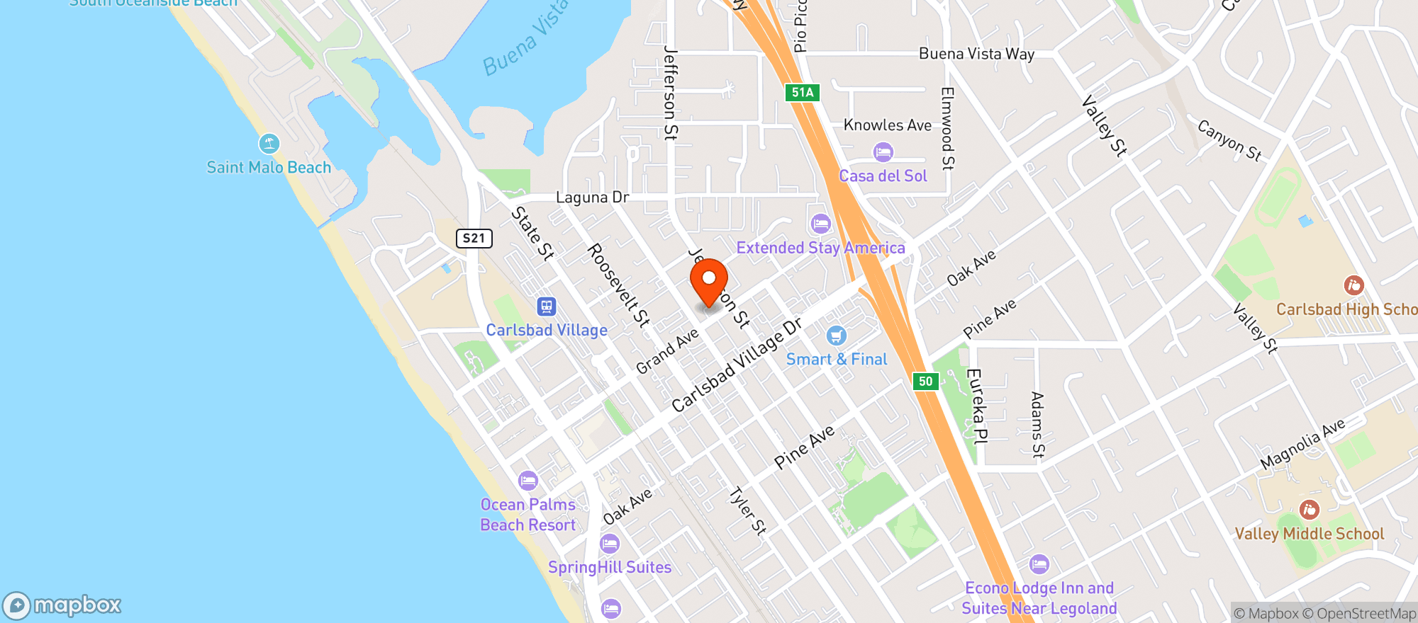 Map showing Grand Avenue Bar & Grill