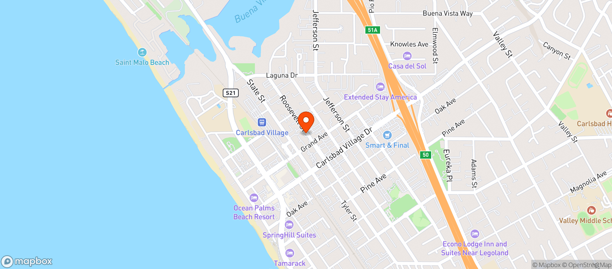 Map showing Bumble Bee Botanicals - Carlsbad