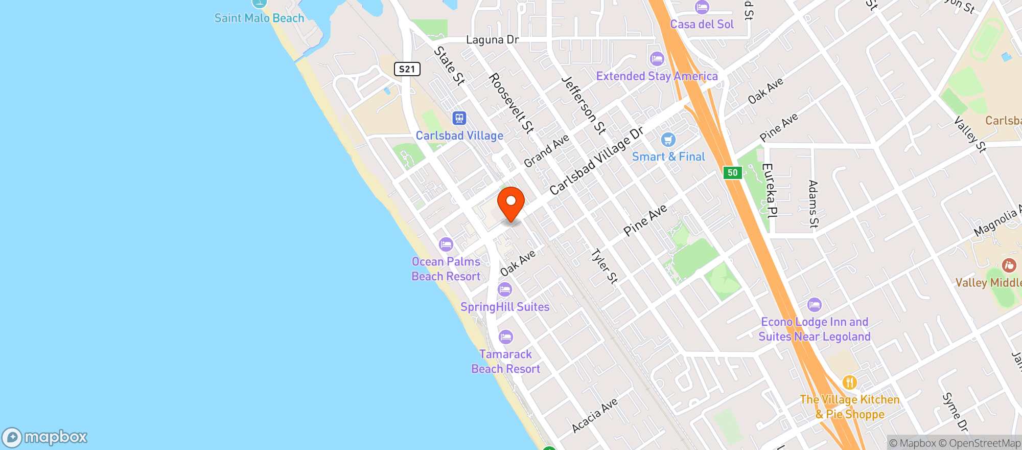 Map showing Senior Grubbys