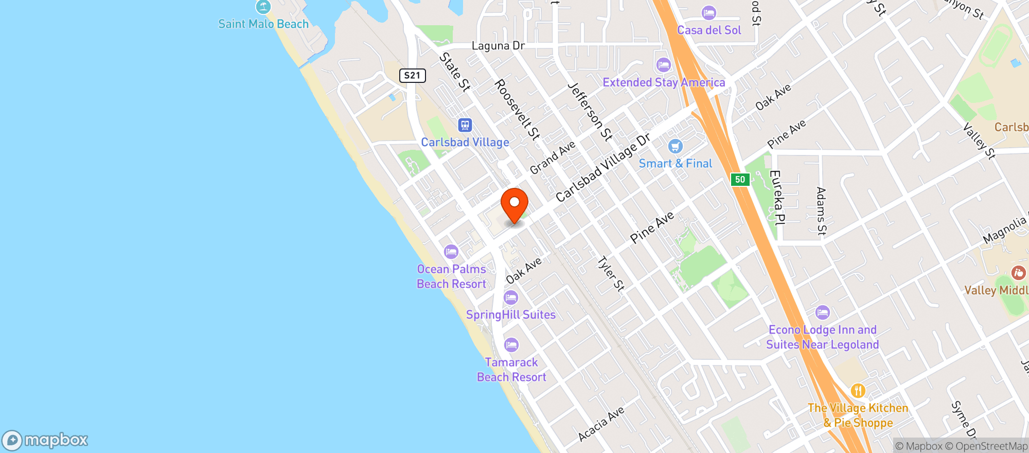 Map showing American Heroes & Brew