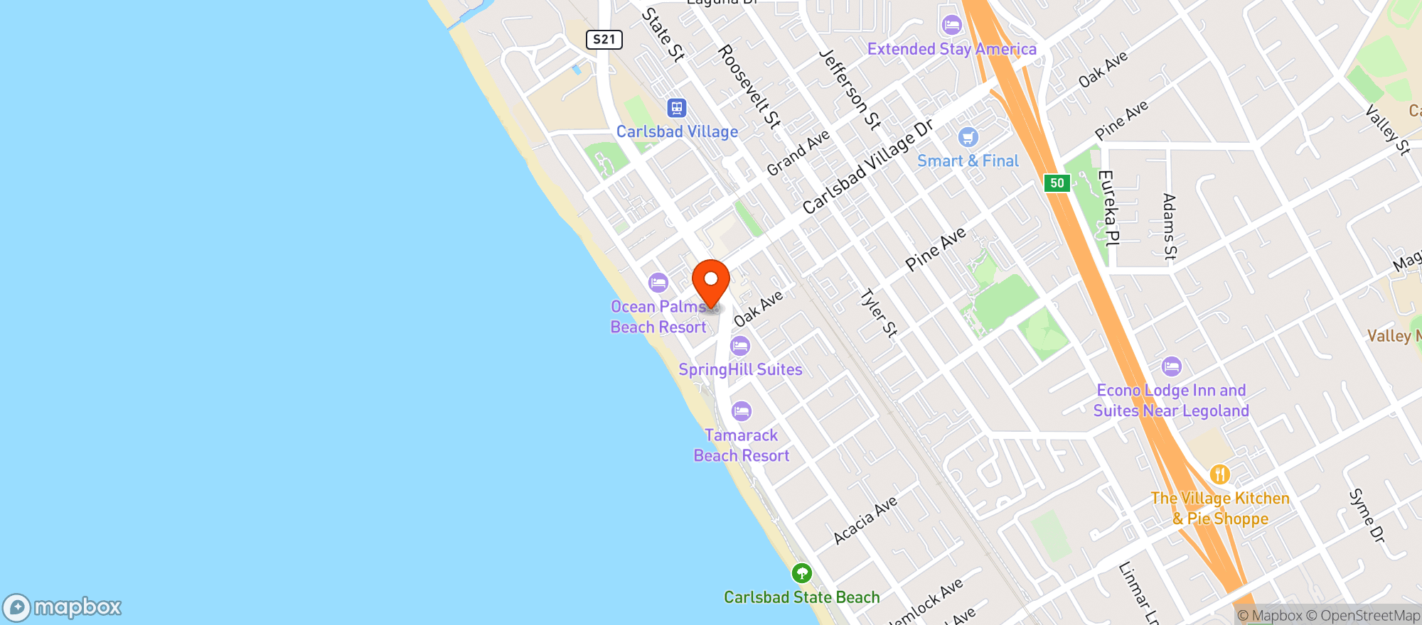 Map showing Carlsbad Inn Beach Resort