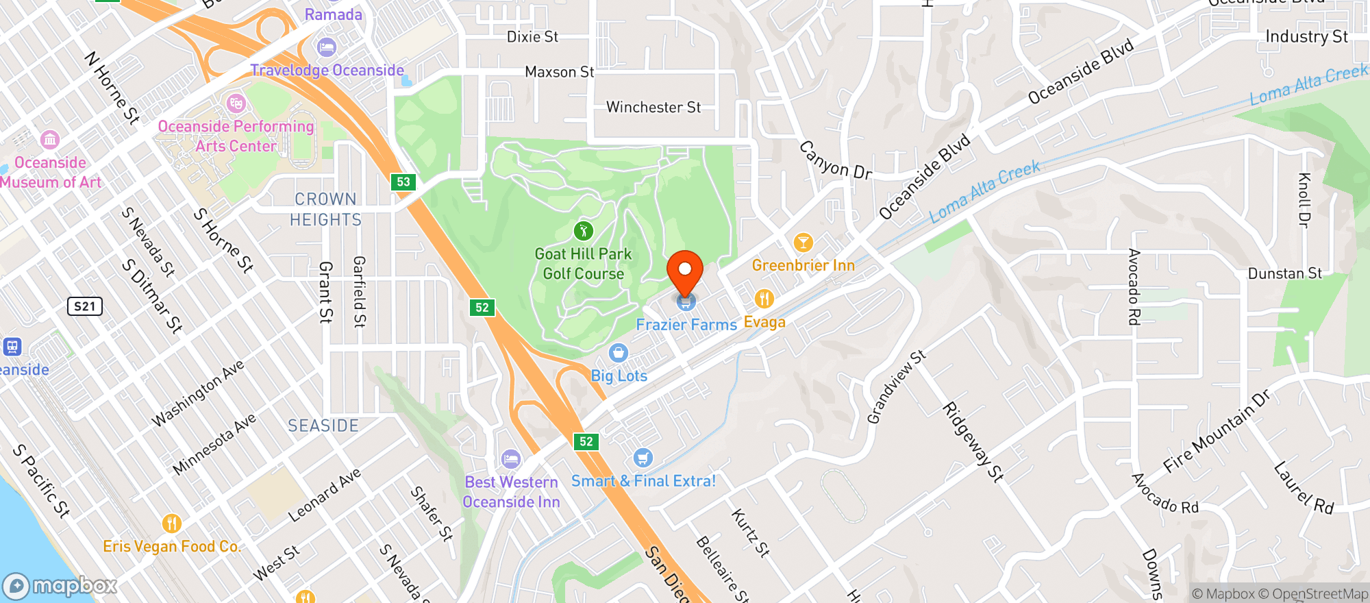 Map showing Frazier Farms (Oceanside) - 00798002