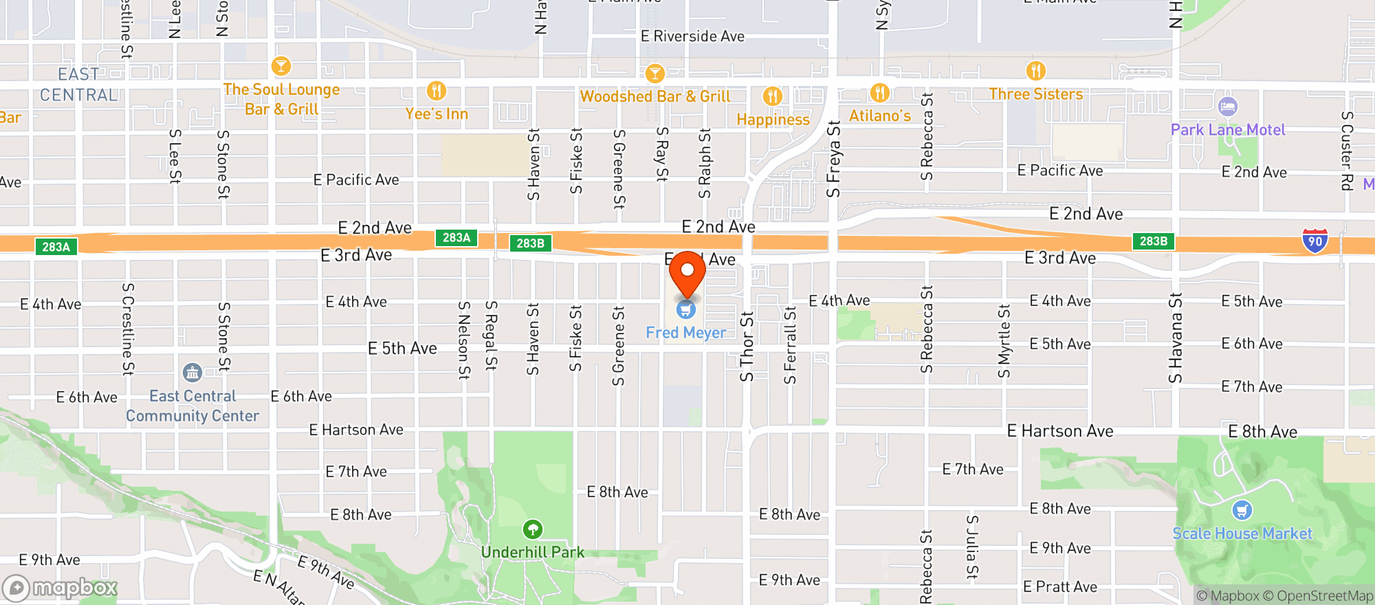 Map showing Fred Meyer