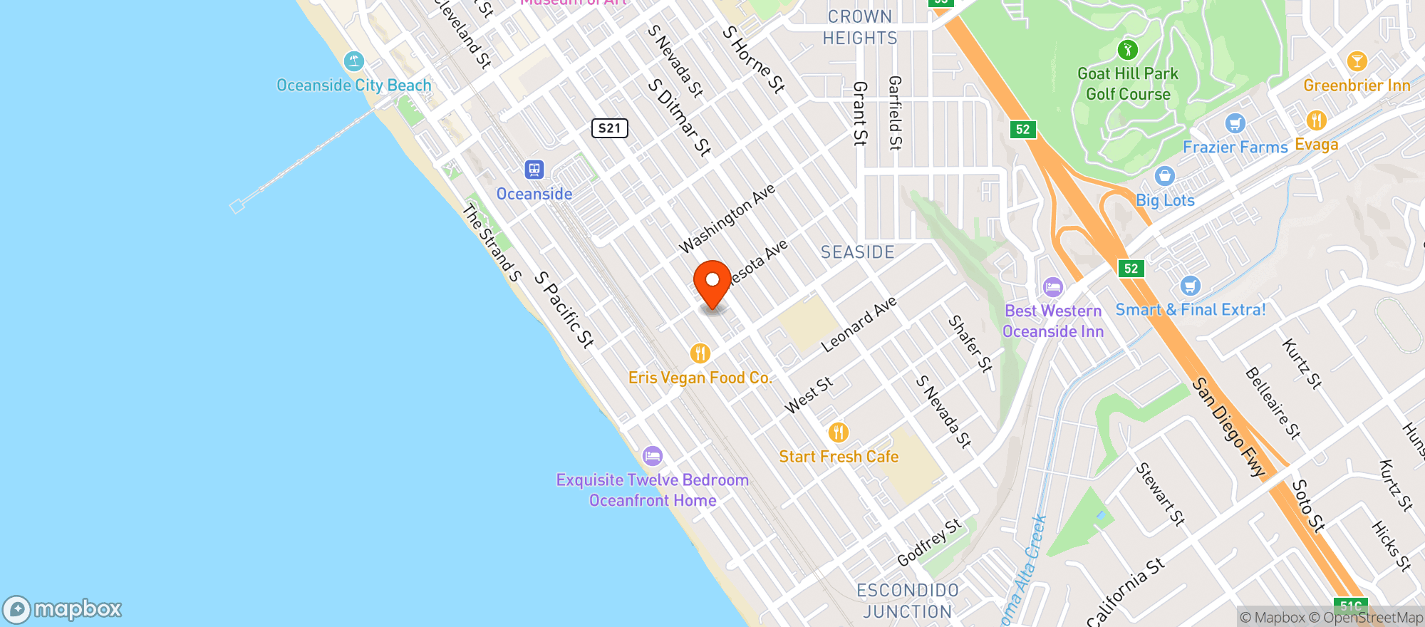 Map showing Bottlecraft Oceanside