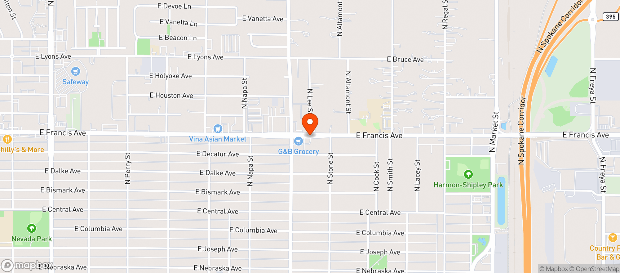 Map showing G&B GROCERY