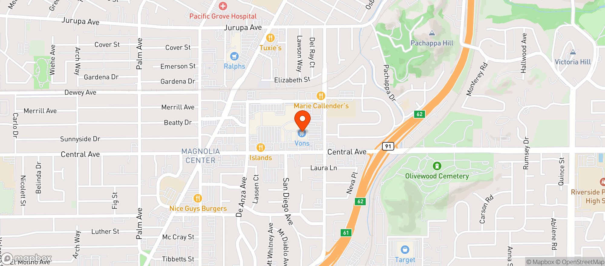 Map showing Vons Food & Drug