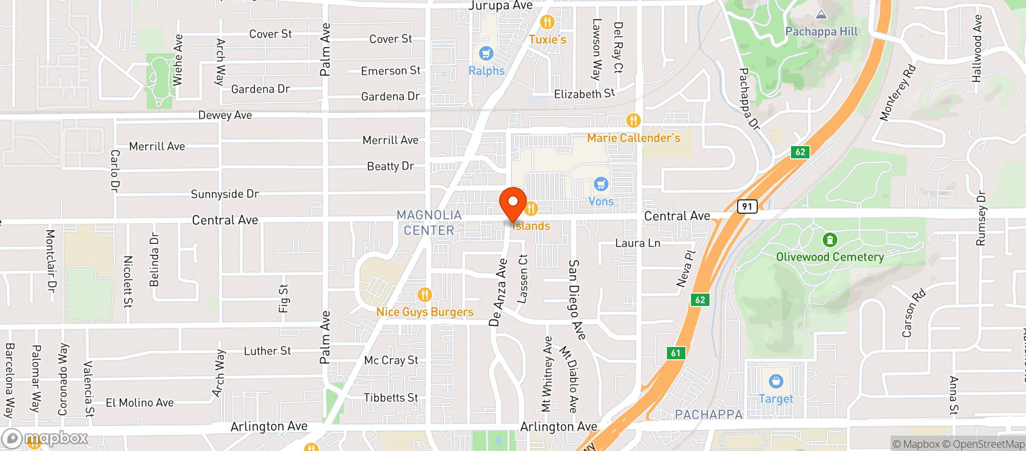 Map showing VITAMIN SHOPPE - RIVERSIDE