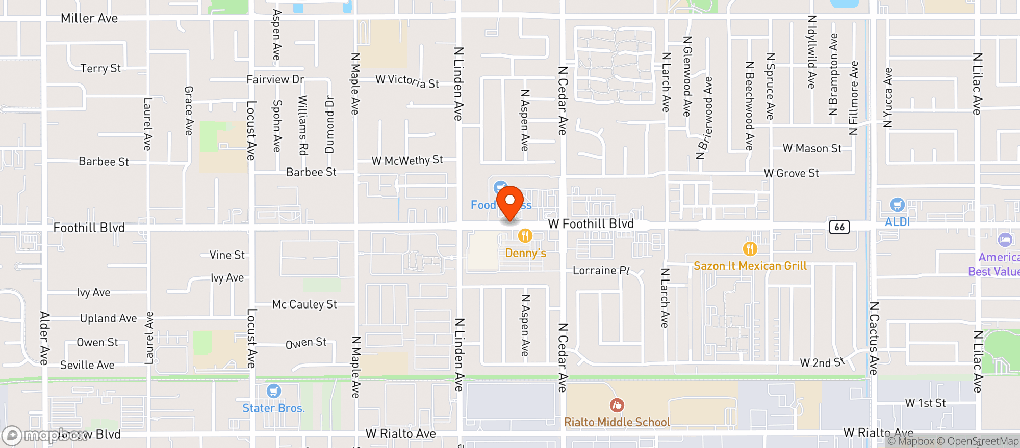 Map showing Food 4 Less