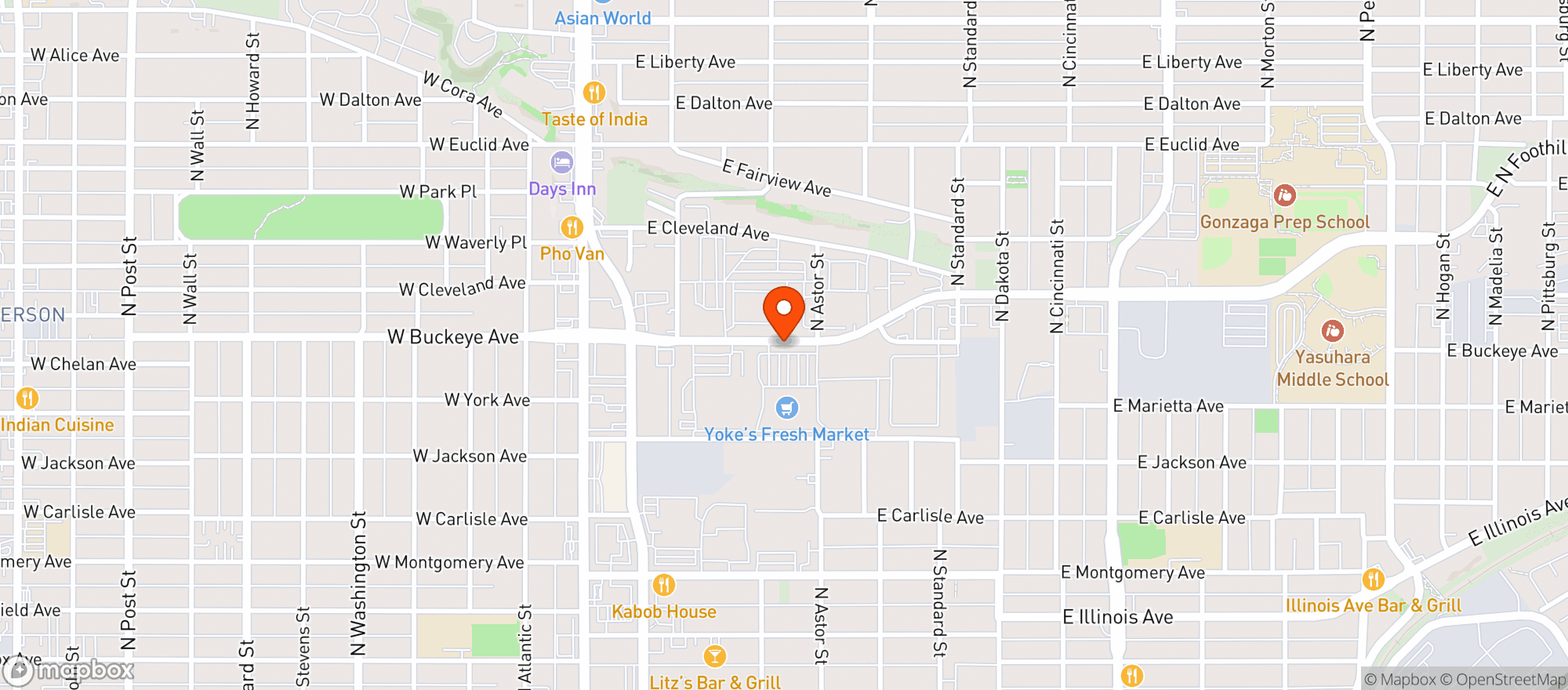 Map showing Yokes Fresh Market
