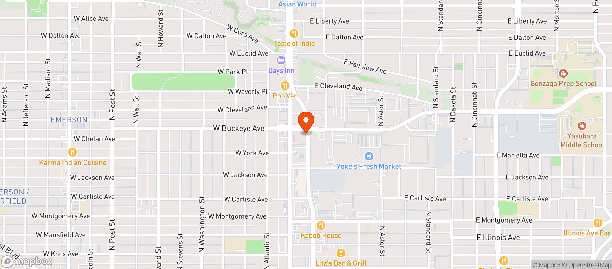 Map showing Vitamin Shoppe - Spokane City