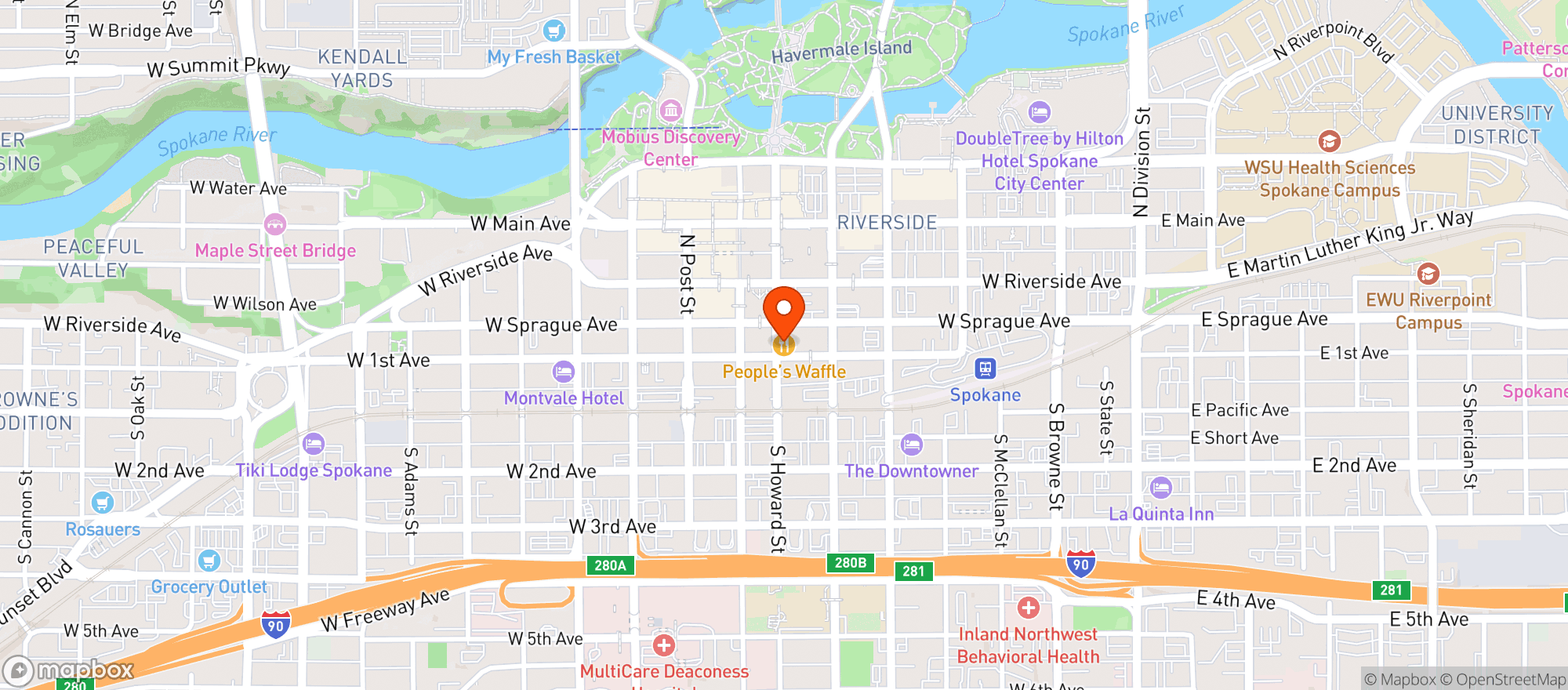 Map showing People's Waffle