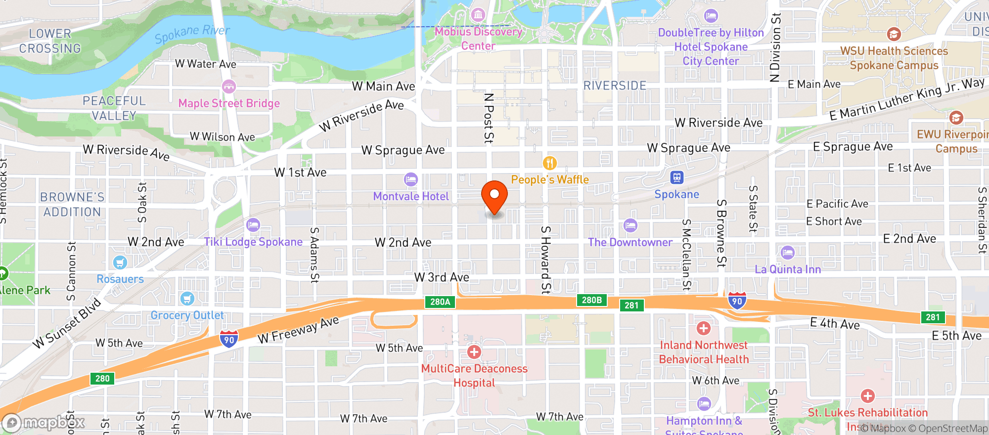Map showing Churchills Steak House