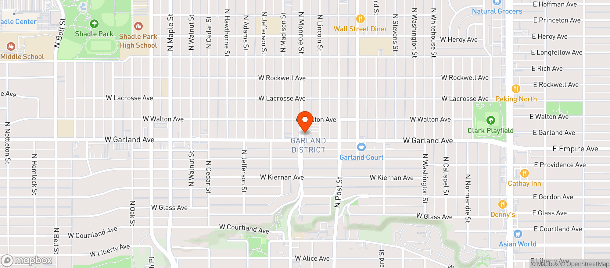 Map showing The Garland Theater Inc