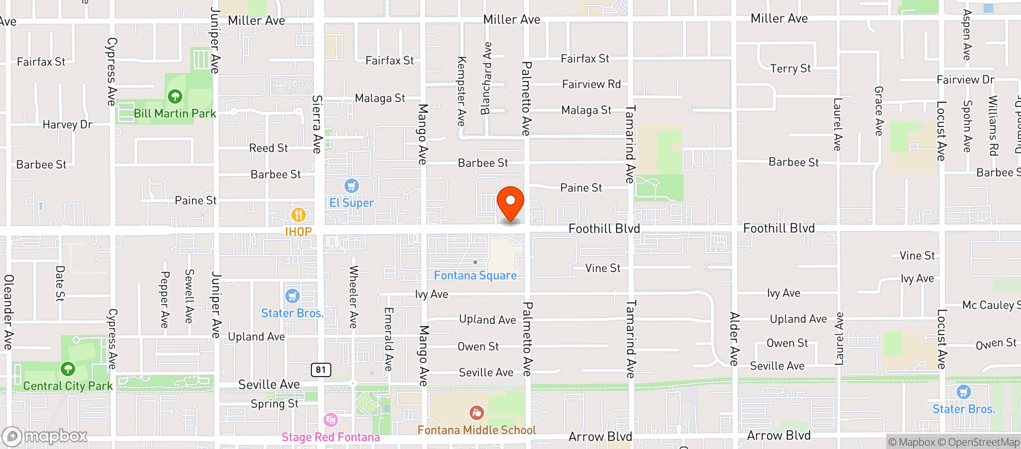 Map showing Daddys Liquor