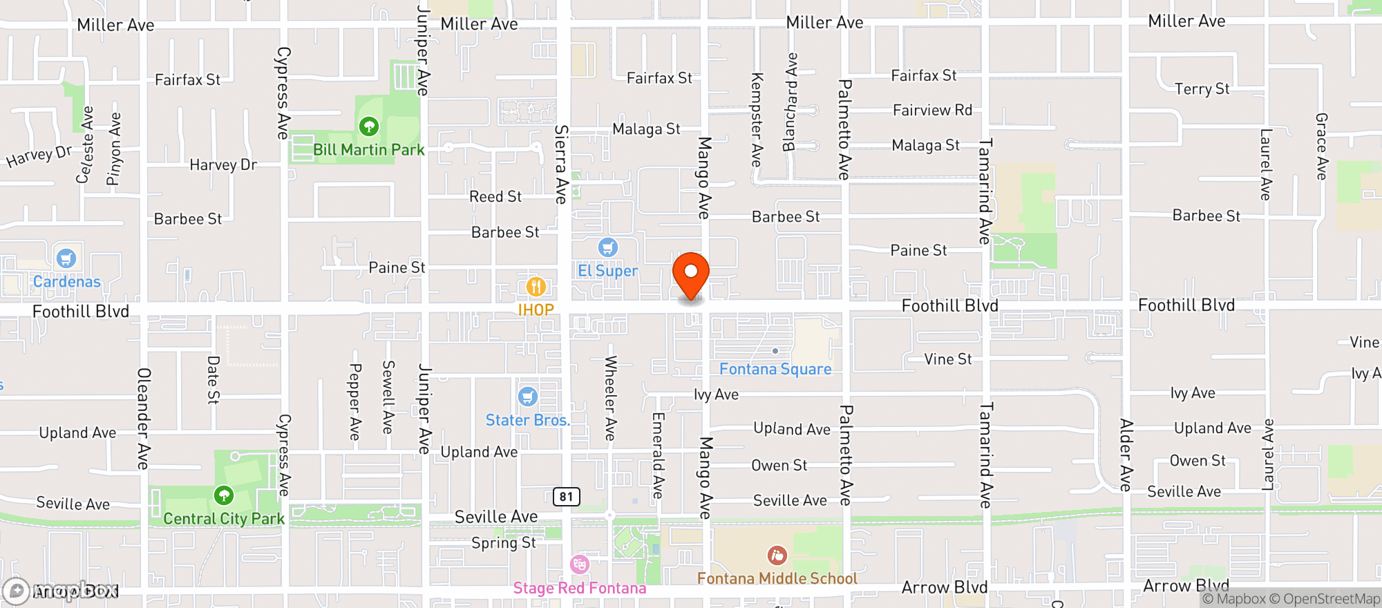 Map showing Samis Market & Liquor