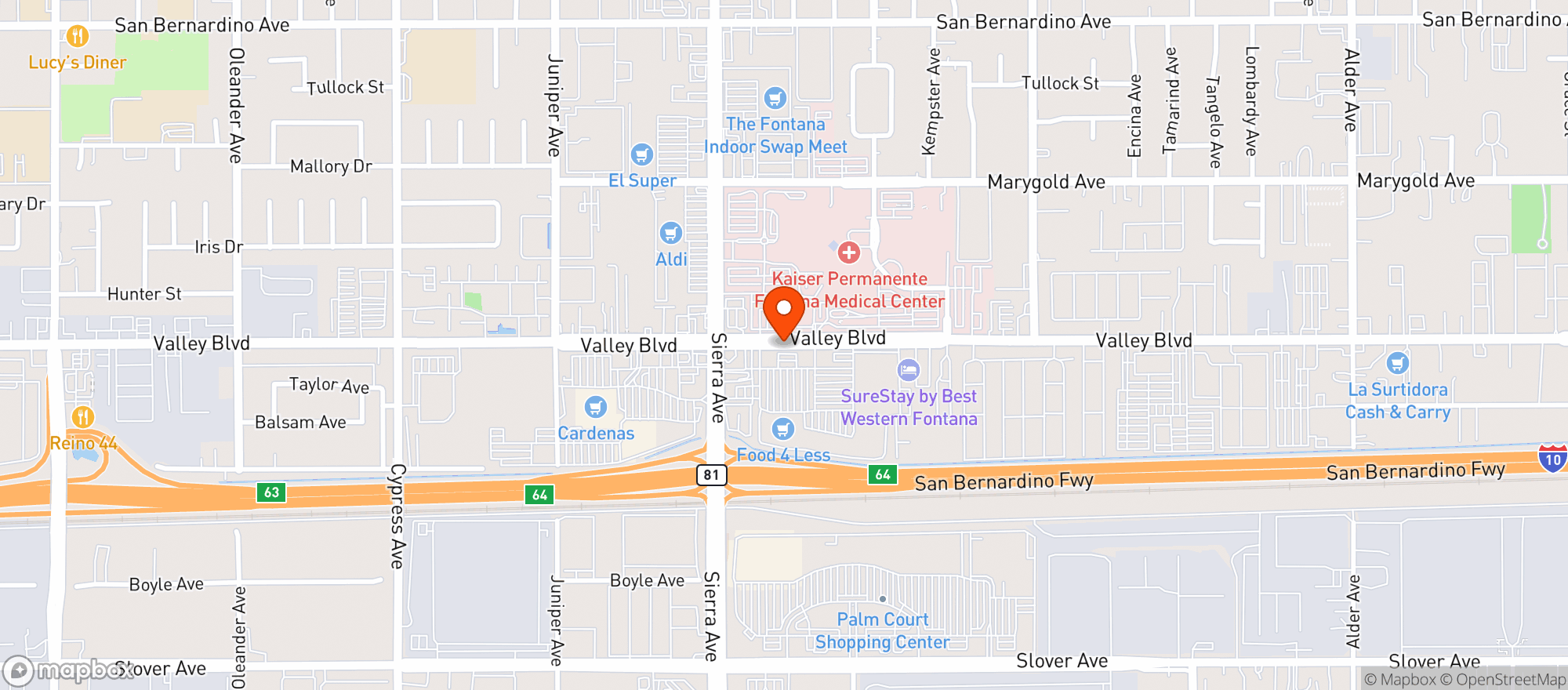 Map showing Food 4 Less