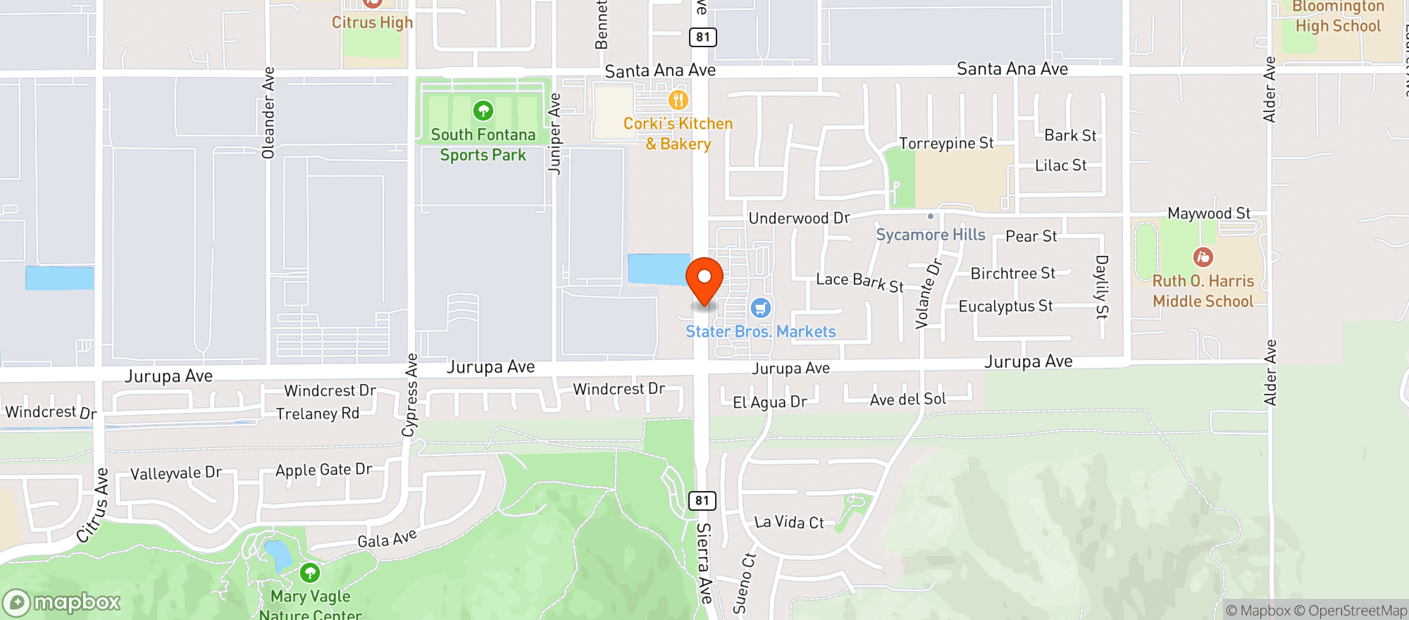 Map showing Stater Bros
