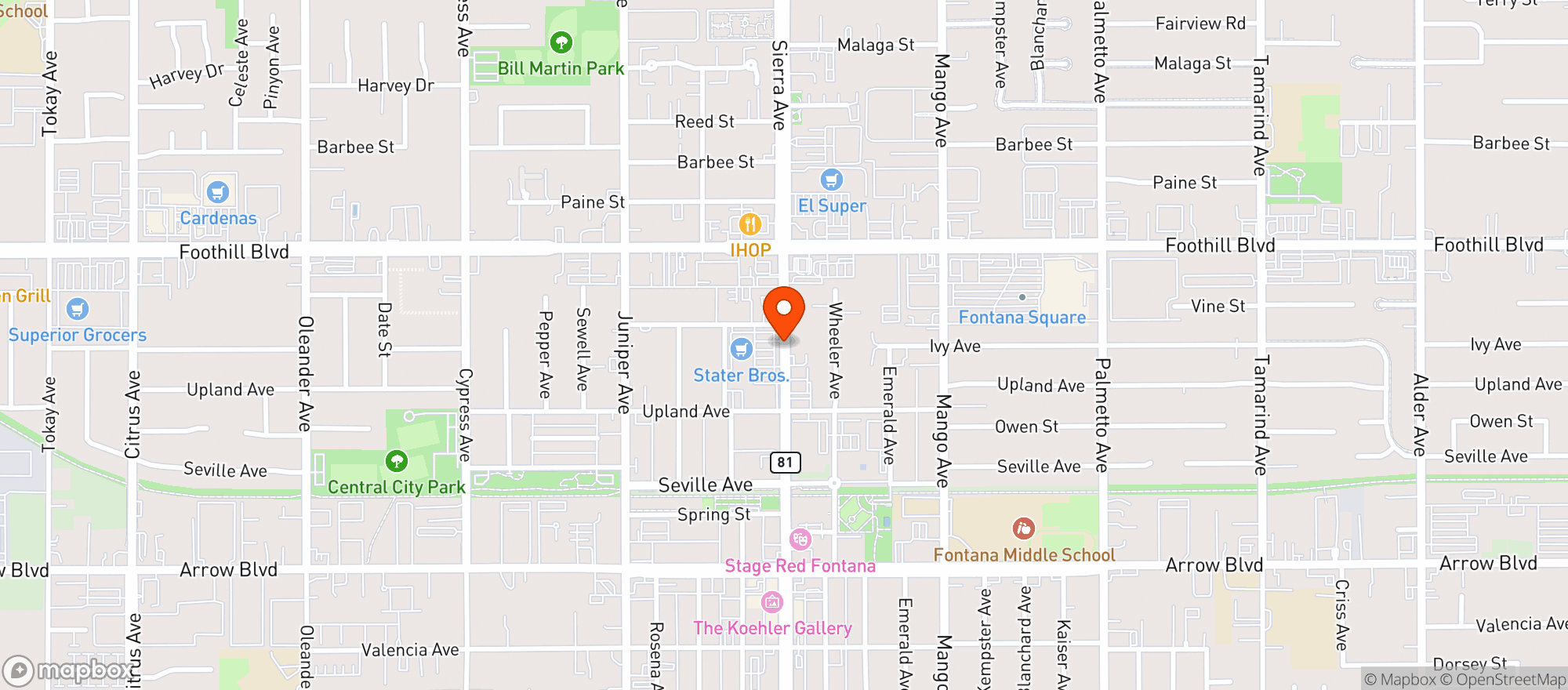 Map showing Stater Bros