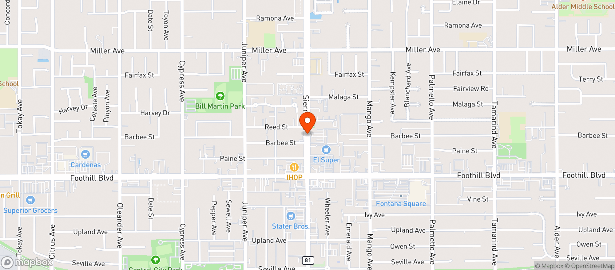 Map showing Fontana Liquor