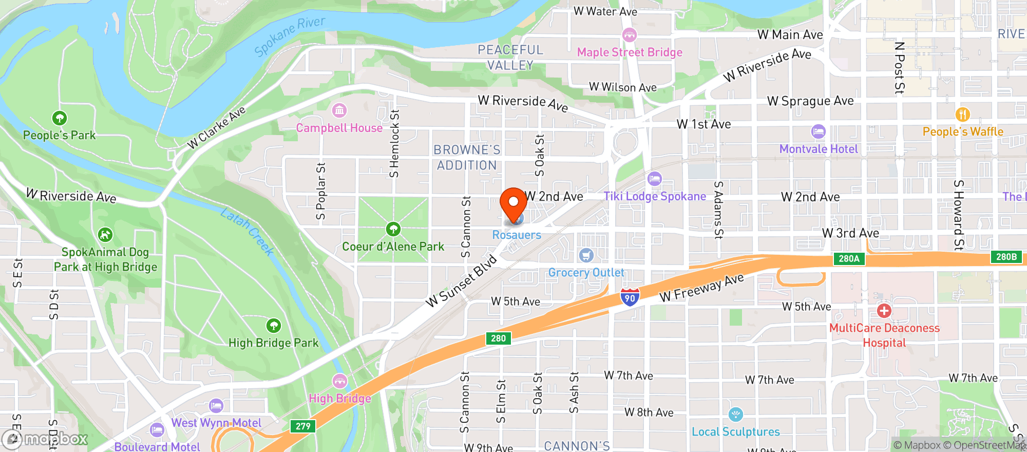 Map showing Rosauers Food & Drug Center