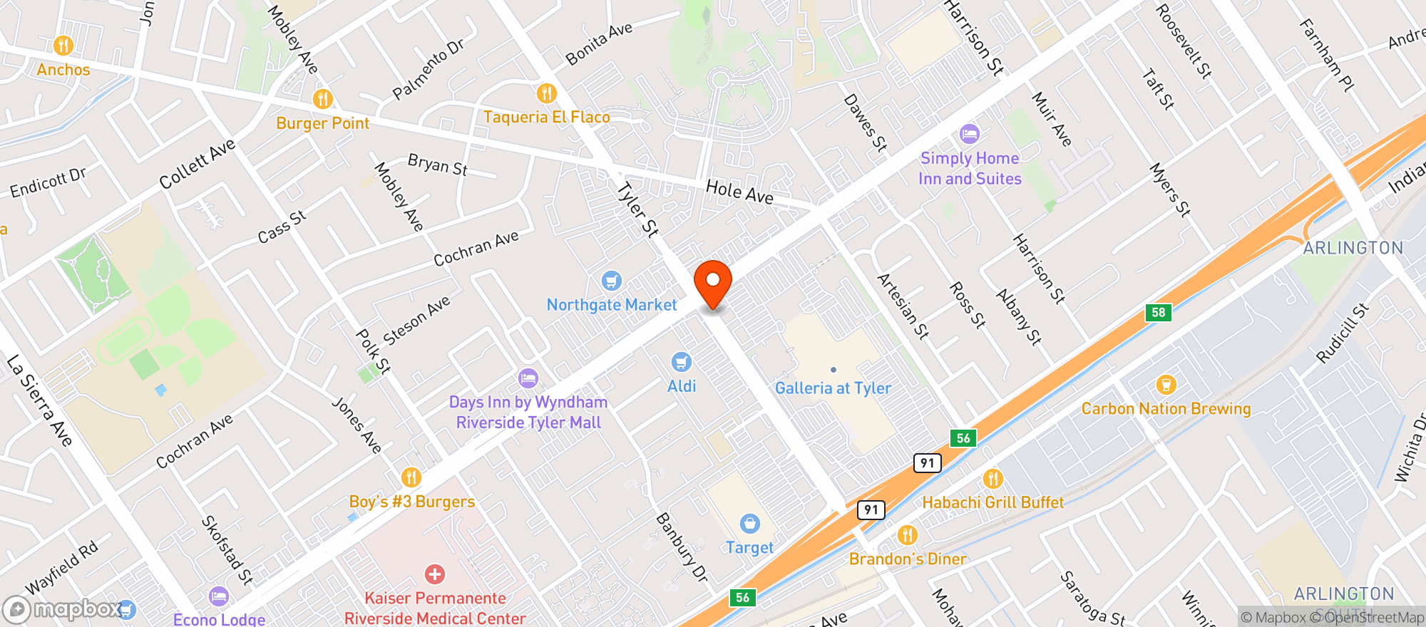 Map showing Buffalo Wild Wings Gril #531