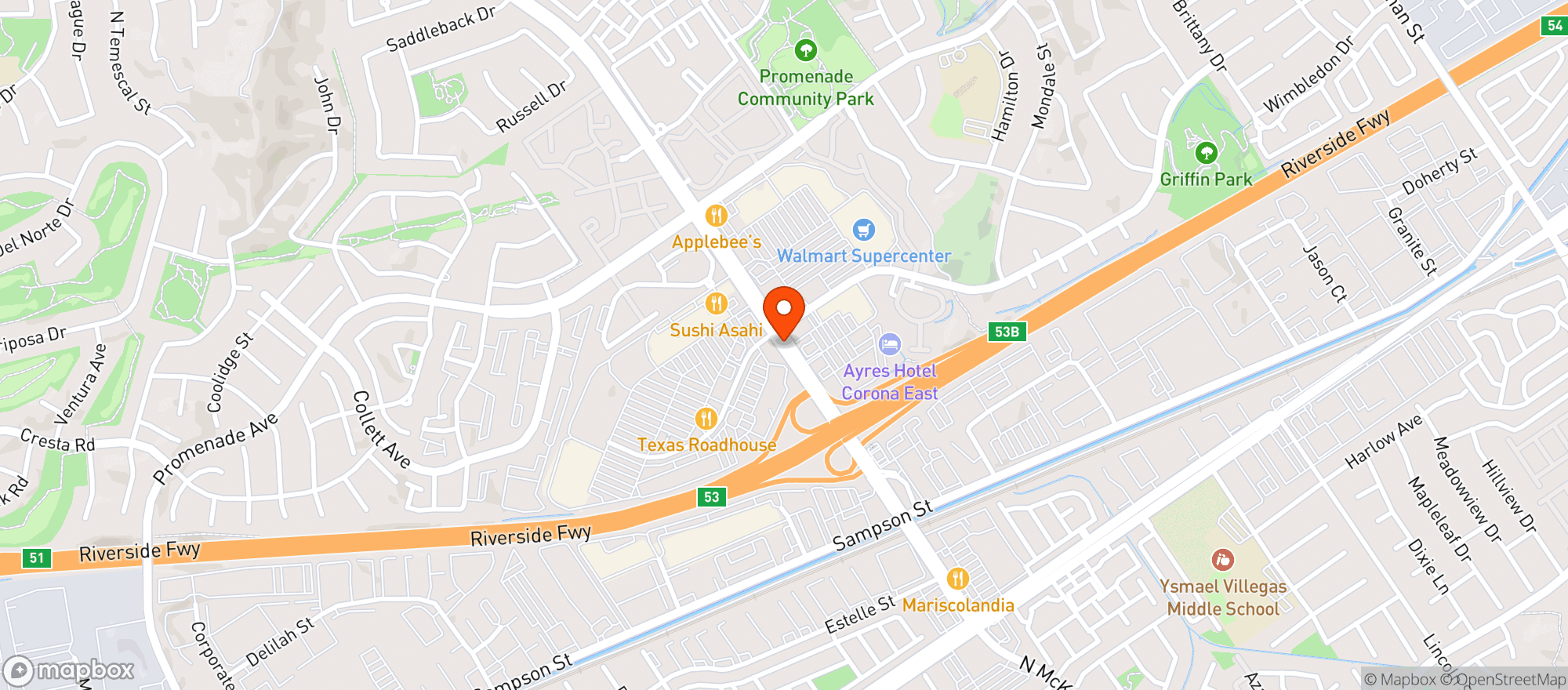 Map showing Lazy Dog Restaurant & B #1276781