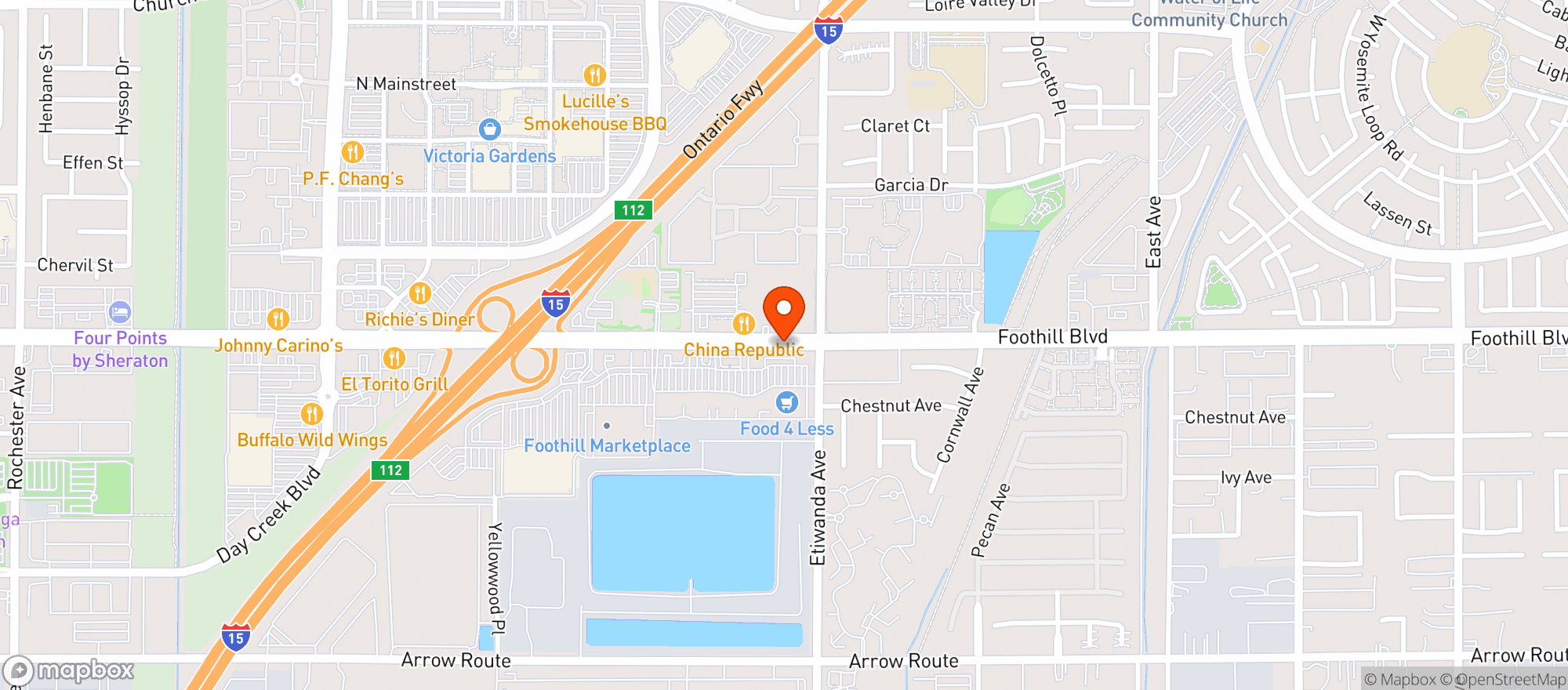 Map showing Food 4 Less