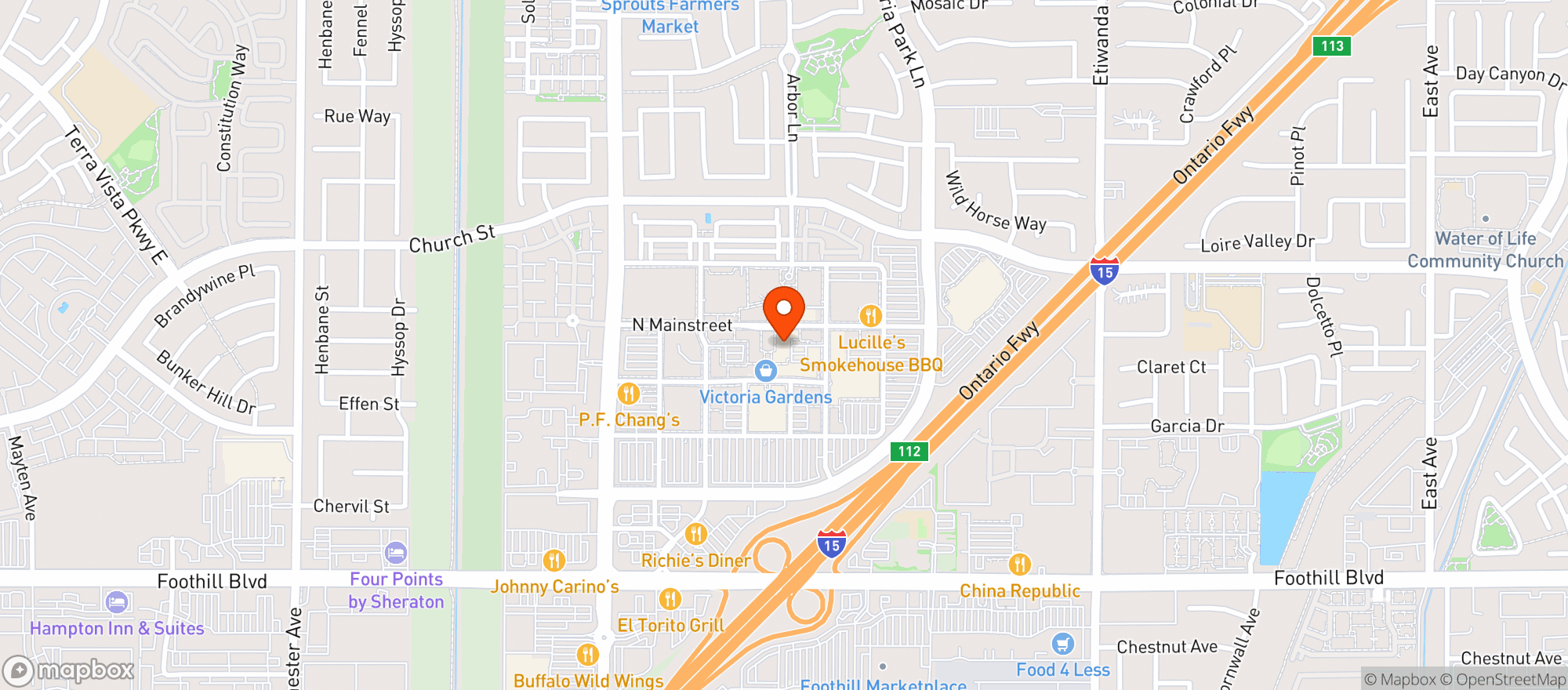 Map showing California Pizza Kitche #206