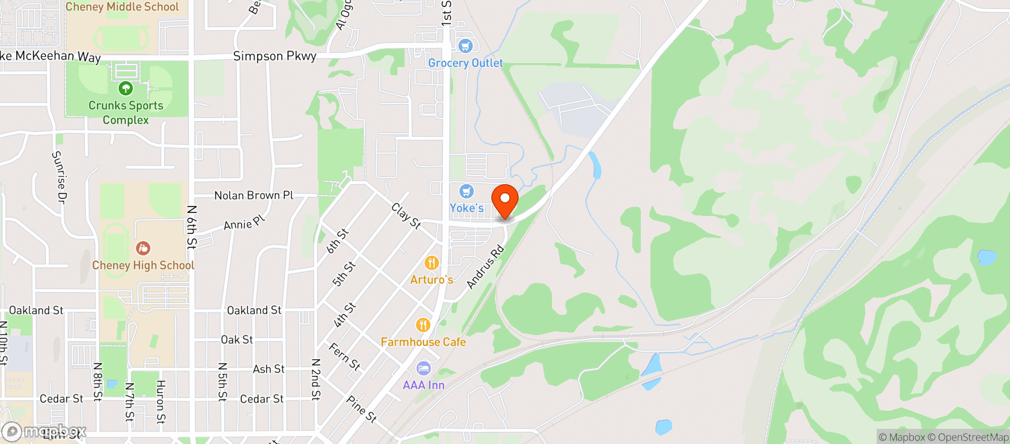 Map showing Yokes Fresh Markets - Spokane (9695)