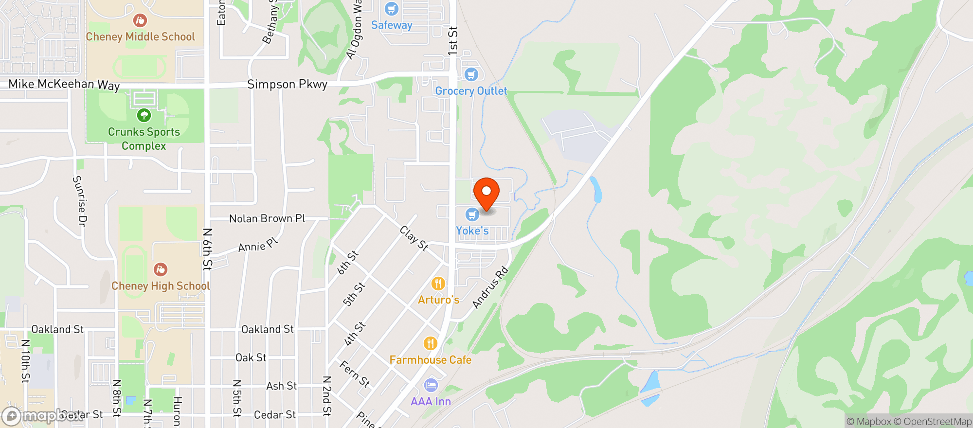 Map showing Yokes Fresh Markets - Cheney (9700)