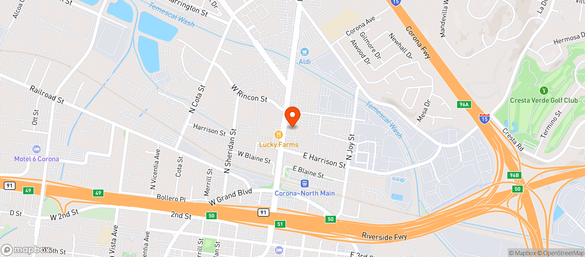 Map showing Street Corner - Corona