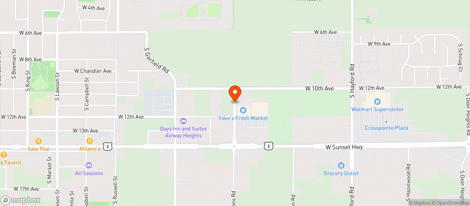 Map showing Yokes Fresh Market