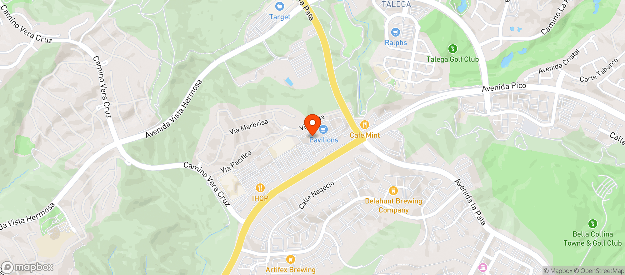 Map showing Cafe Hermosa