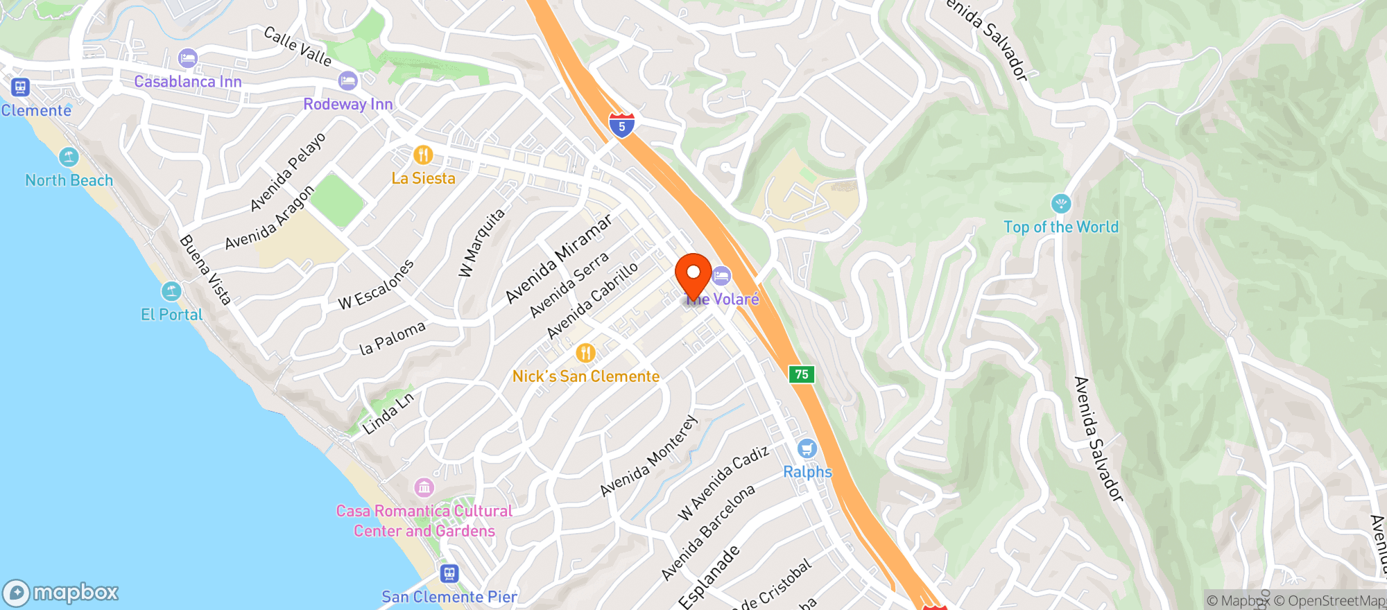Map showing Catalina market Wine & Spirits - San Clemente