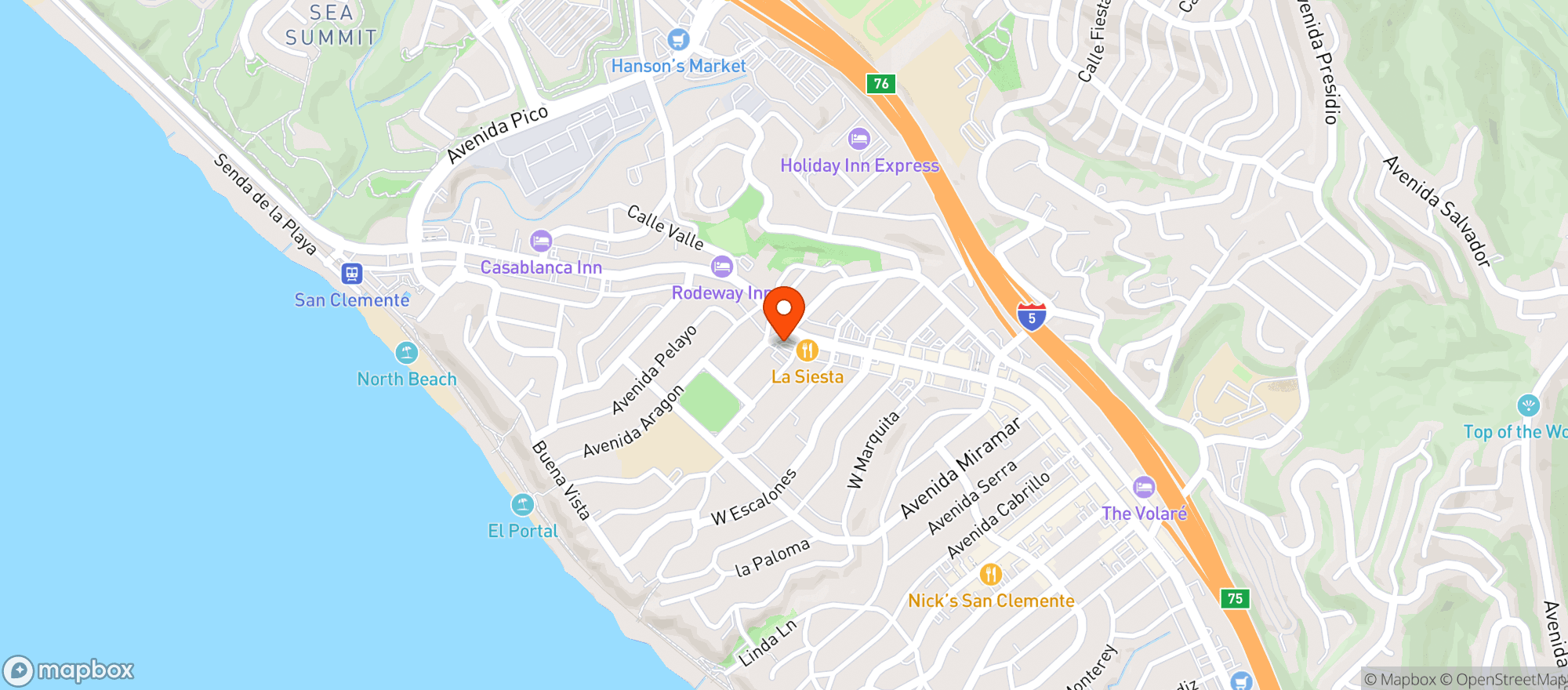 Map showing SC Ranch Market - San Clemente