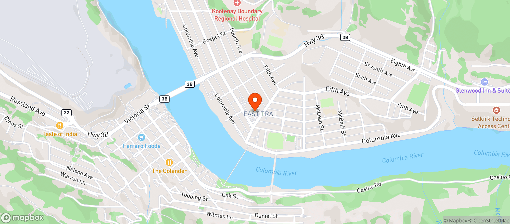Map showing BCLIQUOR Trail